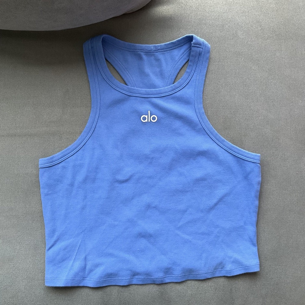 Alo Yoga Aspire Tank Crystal Clear Blue/White L - Picture 6 of 8